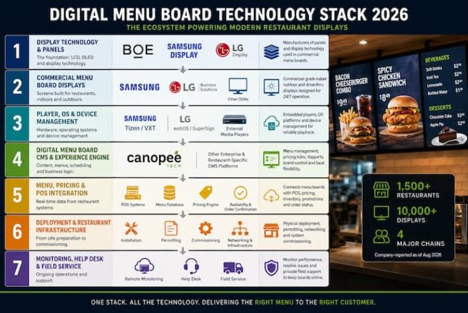 Digital menu board technology stack for restaurants